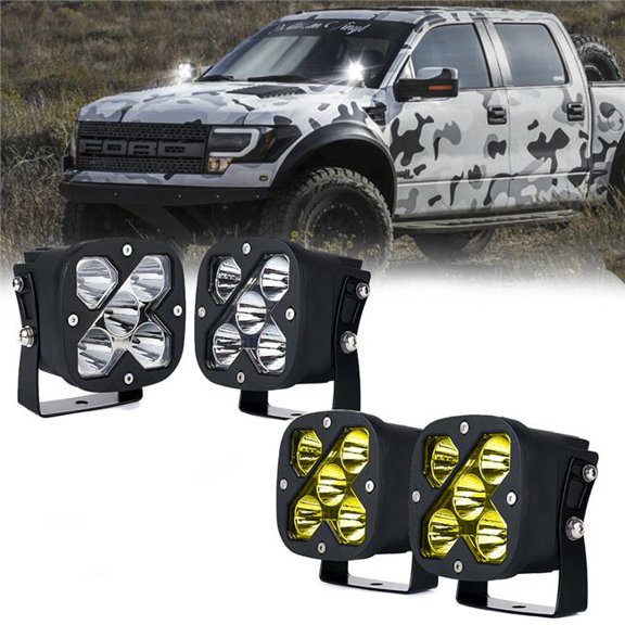 Xprite WL-50CS-AMBER-2PC 4 in. X-Beam Series LED Light Pods - 2 Piece