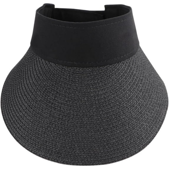 Yoqb 1Pc Folding Straw Sun Hat for Women Summer Sun Protection Visor Lightweight and Portable Sunshade Hat for Beach and Outdoor Activities Black A110