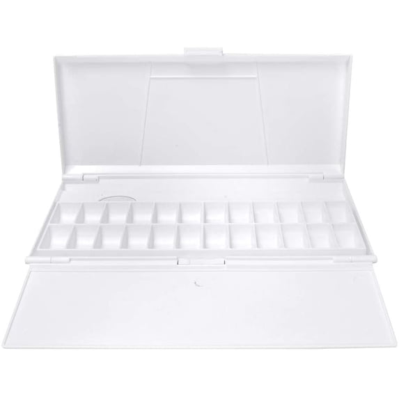 Yoqb Watercolor Palette Folding Paint Tray Plastic Painting Pallet, Folding Watercolor Paint Palette Case with Lid, Portable White Paint Palette, Watercolor Paint Tray A109