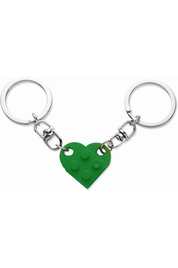 Yoqb Heart Keychain Set, 2pcs Matching Couple Keychains Small Heart Decorations for Party, Valentine's Gift for Girlfriend Boyfriend (Grass Green) A109