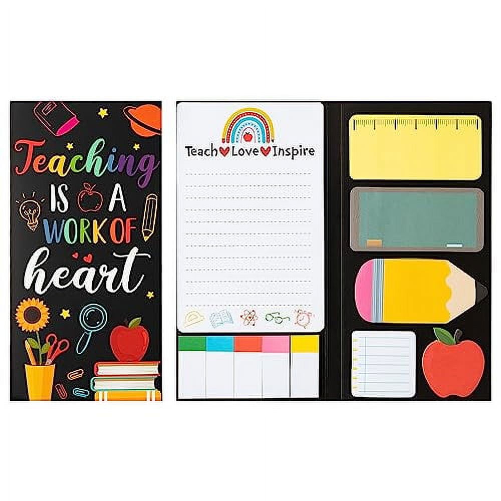 Xqumoi Teaching is A Work of Heart Sticky Notes Set 550 Sheets Blackboard Pencil Apple Shape