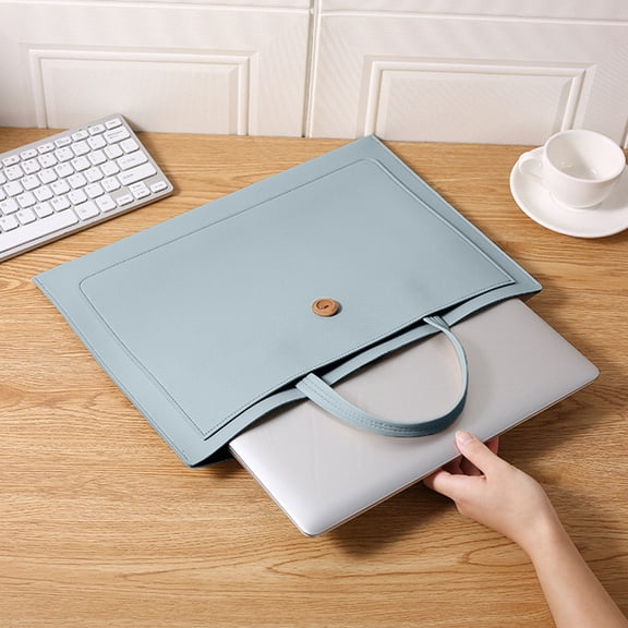 Xqxayjr 13-14 Inch Laptop Sleeve, Waterproof PU Leather Document Case Bag, A4 File Folder With Removable Hand Strap For , Business Travel Office Study Accessories