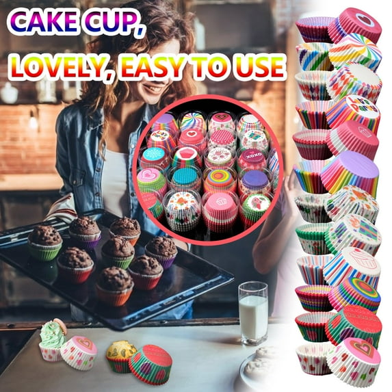 Xqxayjr under $5 12Pcs Cake Paper Cups, 100pcs Oil Proof Baking Cups,High Temperature Resistant Muffin Liners,Disposable Cupcake Liners for Oven,Non Stick Cake Baking Cups