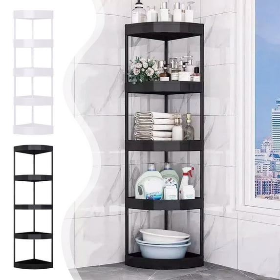 Xqxayjr under $5 2Pcs Corner Shelf, Corner Storage Rack, Bathroom Floor Standing Shelf, Toilet Tripod Organizer, 5 Tier Crevice Shelf for Kitchen Bathroom, No Wheel Space Saving Storage Shelf