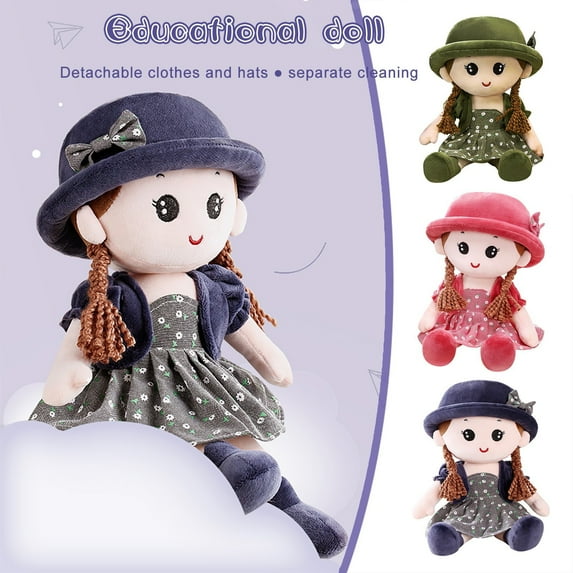 Xqxayjr under $5 3Pcs SoftBabyDoll 35cm, Soft Stuffed Doll, 35cm Cute Rag Doll with Hat Skirt, PlushBabyDollToyforGirls, Cuddly Companion Doll forKids, Beautiful Princess Doll Gift