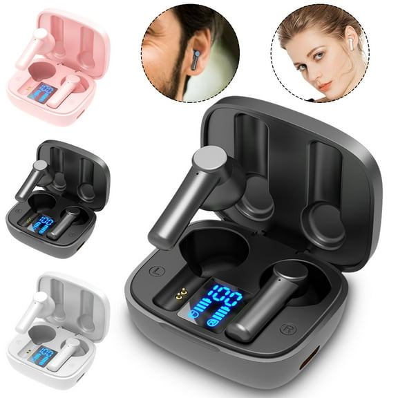Xqxayjr under $5 3Pcs Wireless Bluetooth Headphones, Bluetooth 5.0 Wireless Earbuds,In-Ear Stereo Headphones Sport,LED Power Display Touch Control,True Wireless Mini Earphones