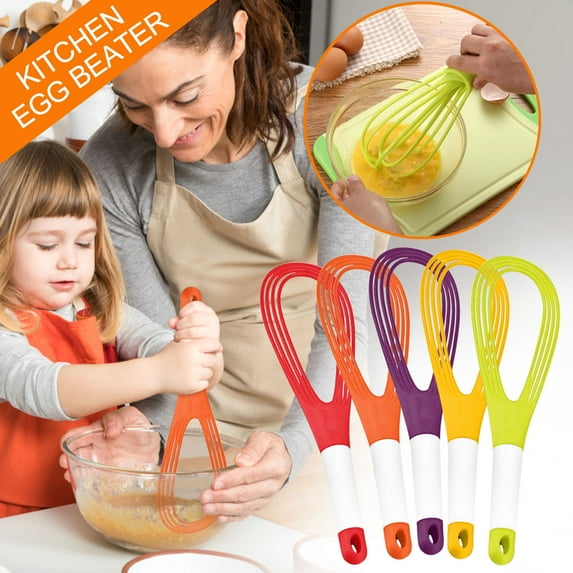 Xqxayjr under $5 4Pcs Eggbeater, Manual Rotating Egg Beater Whisk, Multi Function Kitchen Tool For Baking Cooking, Foldable Design For Easy Storage Drawer, Food Grade Plastic Whisk For Mixing