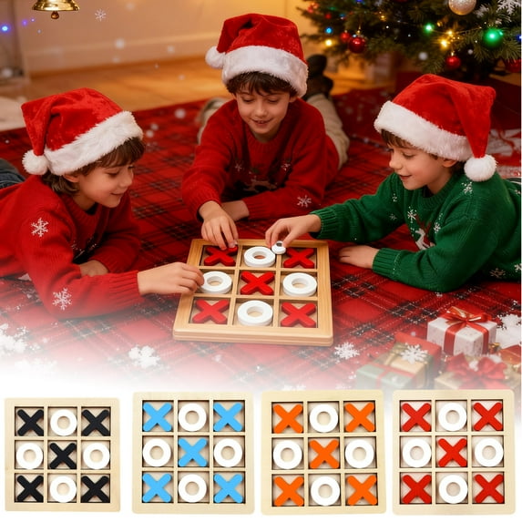 Xqxayjr under $5 4Pcs Tic Tac Toe, Small Wooden Tic Tac Toe Game, 10x10cm Portable Board Game, Travel Noughts and Crosses forKids,ChildrenFamily Car Trip Activity