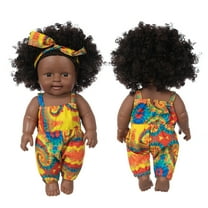 Xqxayjr under $5 BlackBabyDoll, BlackBabyDoll with Lace Skirt, 12 Inch Vinyl RebornBabyToy, African American Curly Hair Doll forGirls, BeautifulBabyDoll