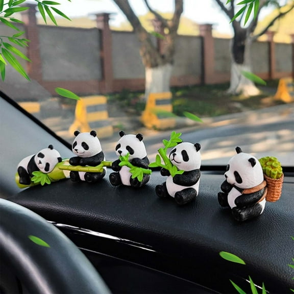 Xqxayjr under $5 Brazilian Wood Decor, 8 Pcs Brazilian Wood Panda Figurines Set, Resin Panda Bear Decorations for Home, Cute Panda Ornaments for Shelf Desk, Whimsical Animal Statues for Collectors