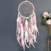 Xqxayjr under $5 Dreamcatcher, Pink Dreamcatcher with Feathers and Beads, Bohemian Style Wall Hanging for Bedroom, Glazed Bead Dream Catcher for Home Decor, Handmade Dreamcatcher forGirlsRoom
