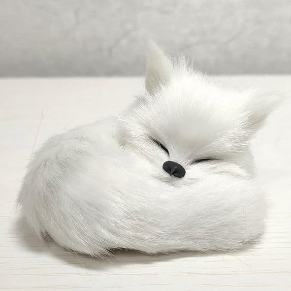 Xqxayjr under $5 Faux Fur Fox Ornament, Artificial Fox Christmas Ornament, Mini Realistic Faux Fur Sleeping Fox Figurine, Cute Animal Decor for Tree Shelf Display, Soft PlushToyforKidsCollectors