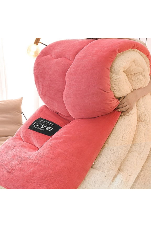 under $5 Milk Fleece Winter Quilt, Flannel Winter Warm Comforter, Double Layer Heavy Weight Blanket for Cold Weather, Soft Plush Bedding for Queen King Size Bed, Cozy Duvet Insert for Adults