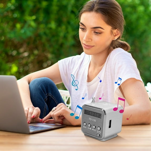 Xqxayjr under $5 Portable Mini Speaker, Portable Mini Bluetooth Speaker,Wireless Radio MP3 Player,Metal Compact Card Speaker,USB AUX Input Pocket Speaker,Outdoor Travel Mini Speaker