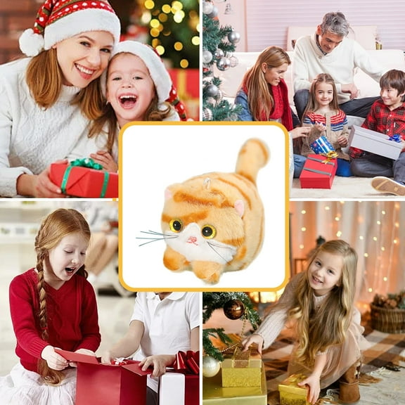 Xqxayjr under $5 Pull String PetToy, Pull String Cat PlushToy, Wagging Tail Stuffed Animal forKids, Interactive PetToyStress Relief, Cute SoftToyforChildren, Adorable Cat Plushie for Gifts