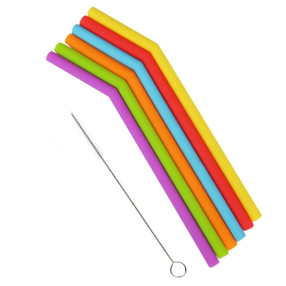 Xqxayjr under $5 Silicone Straws, 6 Piece Silicone Straw Set, Reusable Bendy Straws for Smoothies Drinks, Colorful Curved Straws forKidsAdults, Dishwasher Safe Eco Friendly Straws
