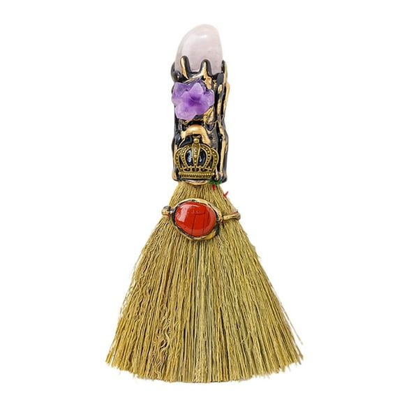 Xqxayjr under $5 Witches Broom Decoration, Witch Broom Decorative Prop,Magic Broomstick for Halloween Decor,Wiccan Pagan Altar Decoration,Handmade Crystal Broom for Spiritual Healing