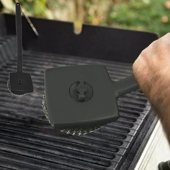 Xqxayjr Barbecue Grill Brush, Long Handle High Temperature Resistant Replaceable Bristle Head, Heavy Duty BBQ Grill Cleaner Tool for Outdoor Grill Grid Oven Rack, Camping Patio Backyard Kitchen