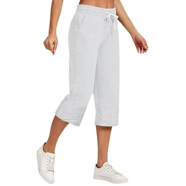 Xqxayjr Capris For Women Plus Size Up To 65% Off - Women's Capri Pant Summer Loose Cotton Linen Dress Yoga Capris Wide Leg Drawstring Straight Leg Sweat Pants Travel Capri Leggings