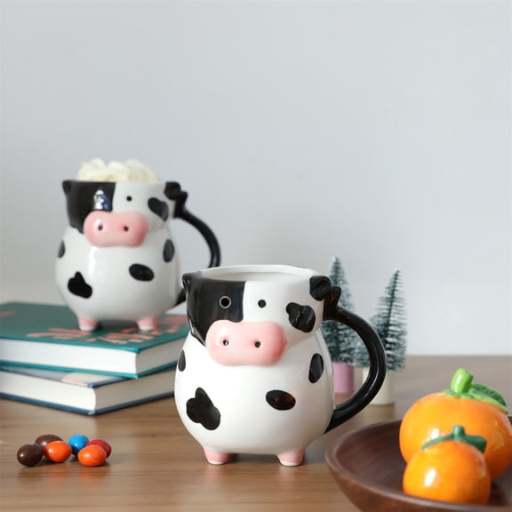 Xqxayjr Cow Shaped Coffee Mug, Ceramic 20oz Novelty Cow Milk Cup, Unique Farmhouse Animal Themed Mug for Coffee Tea Hot Cocoa, Home Kitchen Office Desk Gift