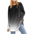 thumbnail image 1 of Xqxayjr Womens Sweatshirts With Thumb Holes Casual Loose Long Sleeve Gradient Ombre Pullover Tops Shirts Trendy Loose Fit Crewneck Sweaters Tops Sweaters, 1 of 6