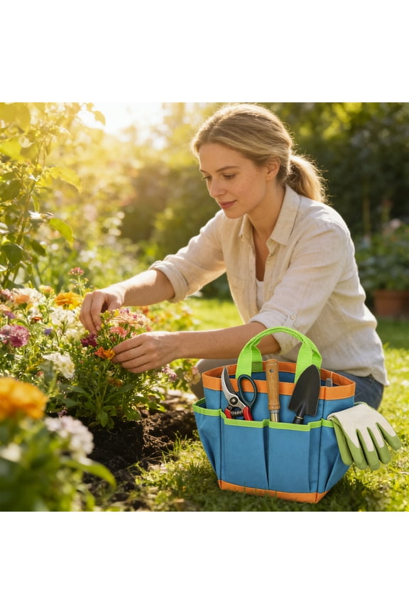 Gardening Tool Kit, Garden Tool Storage Bag, Multi Pocket Gardening Tote Bag for Tools Organizer, Heavy Duty Waterproof Oxford Cloth Garden Gear Bag for Women Men, Gardening Gifts for