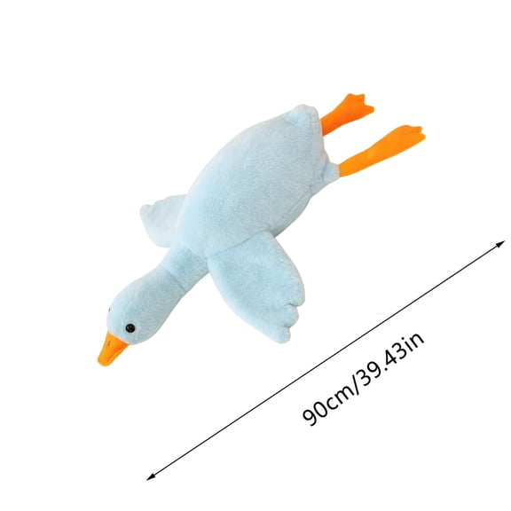 Xqxayjr Large White Goose PlushToy, Blue Tie Dye Stuffed Animal Pillow for Soothing Sleep, Long Rectangular Cuddle Pillow for Bed Sofa Chair, Comforting DollToyfor AdultsKidsBedroom Living Room Decor