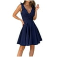 thumbnail image 1 of Xqxayjr Plus Size Sleeveless Tie Shoulder Graduation Dresses for Women Summer Spring Sexy Wrap V Neck High Waist Aline Flowy Short Mini Swing Dresses Trendy Outfits Vestidos Casuales Para Mujer, 1 of 5
