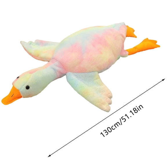 Xqxayjr Tie Dye Rainbow Goose PlushToy, Large White Stuffed Animal Pillow for Soothing Sleep and Anxiety Relief, Long Rectangular Body Pillow for AdultsKidsSofa Bedroom Decor
