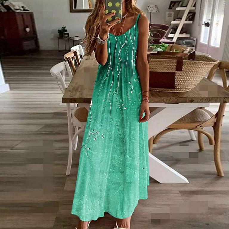 Xqxayjr Women Summer Sleeveless Spaghetti Strap Wedding Guest