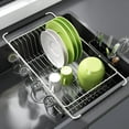 thumbnail image 1 of Xrg Dish Drying Rack in Sink, Expandable Stainless Steel Dish Drainers for Kitchen Counter, Dish Dryer Rack for ide Sink, Over The Sink Dish Racks with Utensil Holder, Silver, 1 of 9