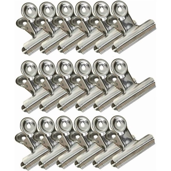 Xrgnb 18 Pack Heavy Duty Stainless Steel Chip Bag Clips, Assorted 3 Sizes Metal Food Storage Clamps for Kitchen Office School Use