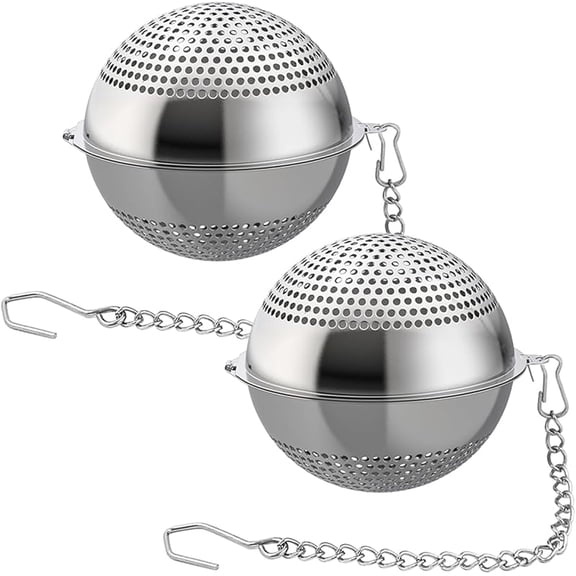 Xrgnb 2 Pack 2.1 Inch Food Grade 304 Stainless Steel Tea Ball Infuser, Fine Mesh Loose Leaf Tea Strainer Filter Diffuser