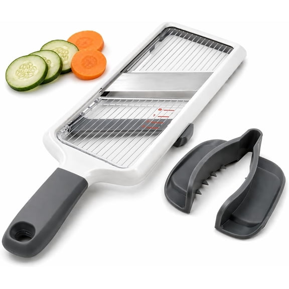 Xrgnb Adjustable Mandoline Slicer, 3-Thickness 1-3mm Handheld Cutter with Safety Guard