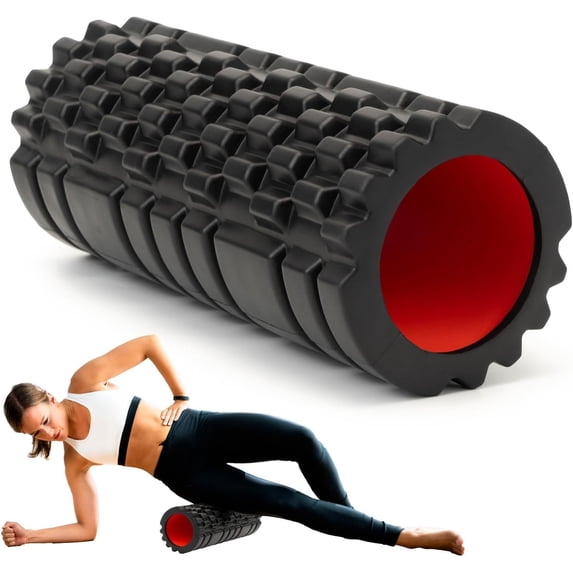 Xrgnb 13" High Density Foam Roller, Deep Tissue Massager for Myofascial Trigger Point Release, Yoga & Fitness, Black