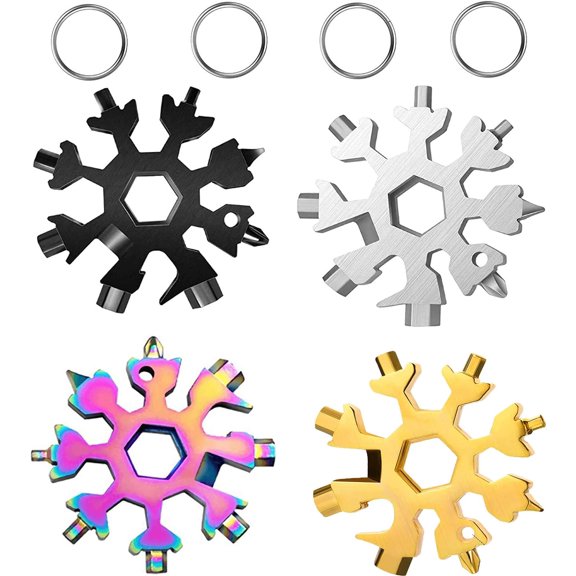 Xrgnb Snowflake Multi Tool Set (4pcs), 18-in-1 with Opener, Screwdriver & Wrench, Portable