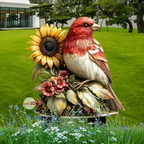 Xrouty Cute Garden Stake Decor with Bird Sunflower Acrylic 2D Flat Animal Statue Ornament Indoor Outdoor Yard Lawn Pot Plant Decorative Accessories