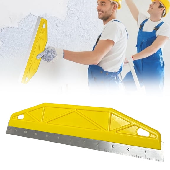 Xrouty Edge Paint Tool for Walls, 11.7"x 2.7" Stainless Steel Blade Cut Scrape Stain, No-Drip Wainscoting Carpet Guide, Diy Home Renovation Tool Yellow
