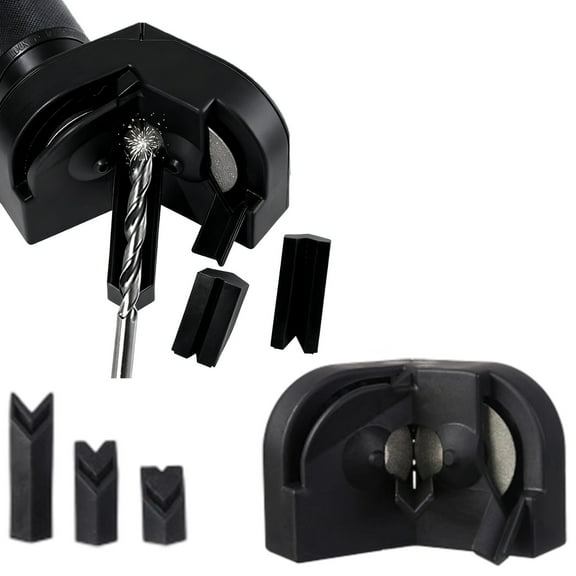 Xrouty Multipurpose Drill Bit Sharpener for All Bits, Diamond Emery Wheel Restores Edges, Attachment Fits Any Drill and Sharpens Two Bits At Once