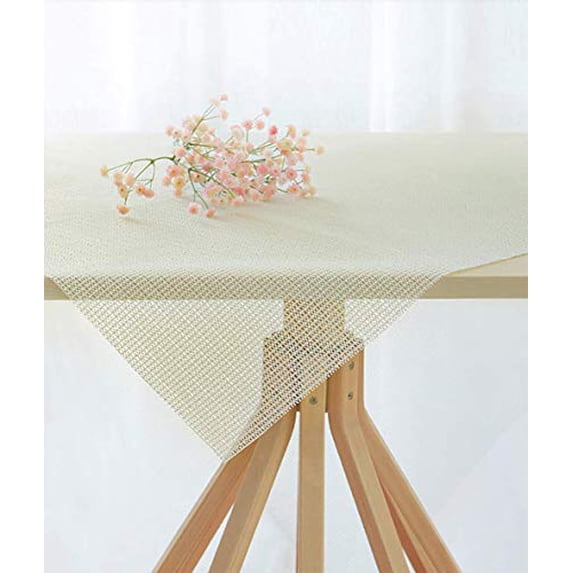 Anti Slip PVC Tablecloth Underlay Adjustable in Size Foam Mat Tea Table Cloth Anti-Skid Rug Pad Gripper Table Mat,White (200 140cm/79 55inch)