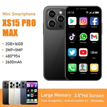 Xs15 Pro Max Cellphone 3G Mini Smartphone 3.5" Display Android 8.1 2600mAh 5MP Dual Camera 2GB 16GB Palm Smart Phones