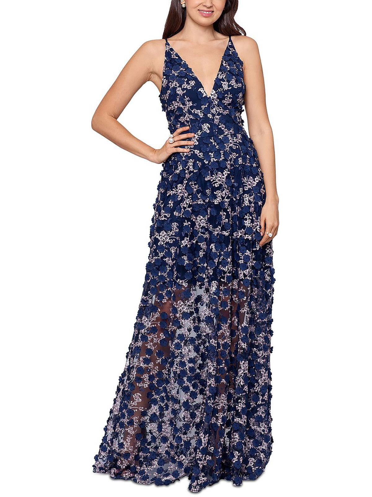 Xscape Womens Embroidered Fit Flare Evening Dress Walmart