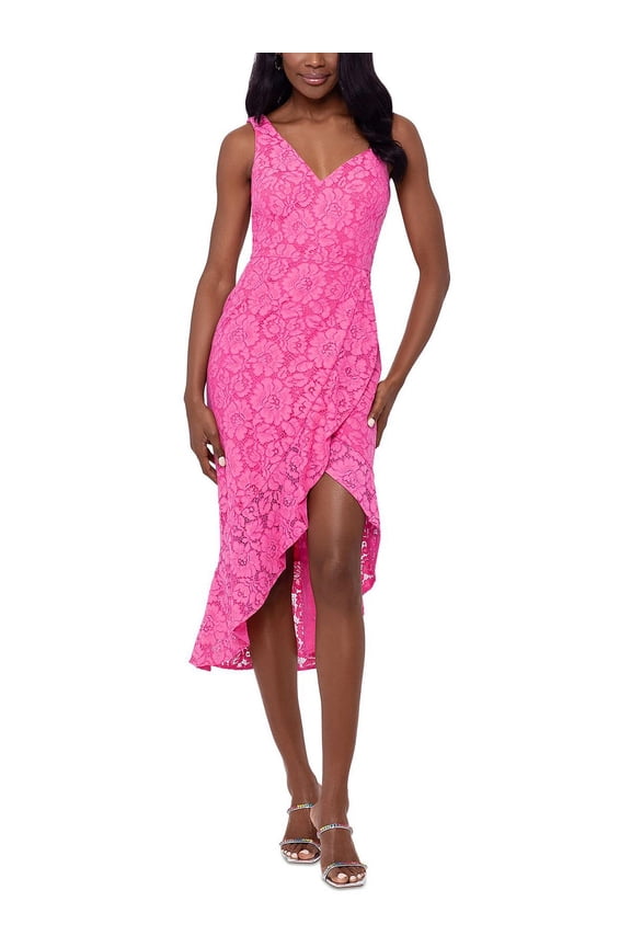 Womens Lace Midi Cocktail and Party Dress