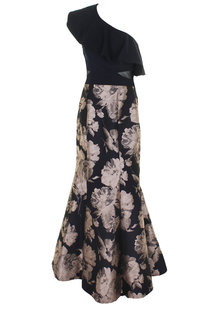 slim fit dress slacks Tessa" Long Glitter Off the Shoulder Ruffle Dress