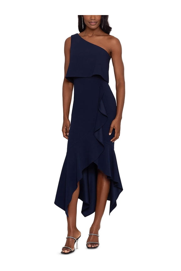 Womens One Shoulder Pop Over Cocktail and Party Dress
