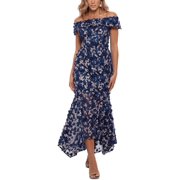 Xscape Womens Petites Asymmetric Long Evening Dress