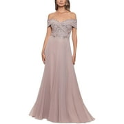 Xscape Womens Petites Drapey Maxi Evening Dress