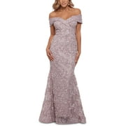 Xscape Womens Petites Lace Off-The-Shoulder Evening Dress