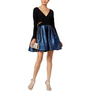 XSCAPE $209 Womens Black Metallic Cut Out Fit + Flare Dress 6 Petites B+B