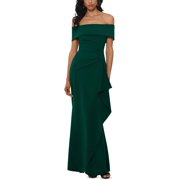Xscape Womens Petites Off-The-Shoulder Gathered Evening Dress